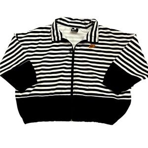 Nike Black and White‎ Striped Zip-Up Jacket Size Medium